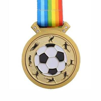 comprare Medaglie da calcio a misura a forma rotonda incisibili Oro lucido / Argento lucido / Rame lucido fabbricazione online