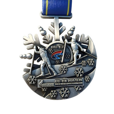 comprare 3′′ 76mm Allegato di zinco personalizzato Sci invernale Medaglie per eventi metallici Premio per la gara di sci di Natale fabbricazione online
