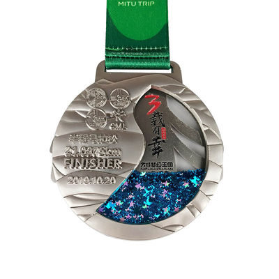 comprare Medaglie Glitter di flusso Medaglia Globe Disegno Forma rotonda con scatola arcilica fabbricazione online