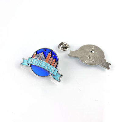 comprare Unico design Enamel City Promote Pin Badge con Offset Printing e Silver Sandblasting Material fabbricazione online