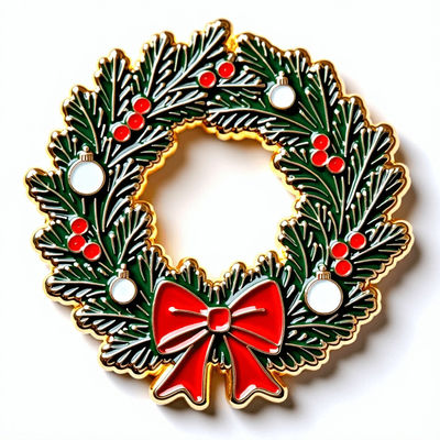 comprare Magnete per frigorifero con corona di Natale con bacche di pino e arco fabbricazione online