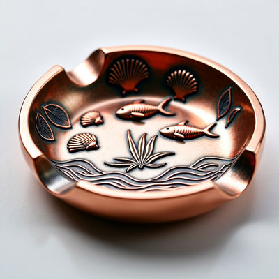 comprare Ceniere in rame metallico antico su misura con design oceanico elegante e durevole fabbricazione online