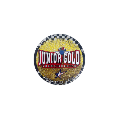 comprare Magnete da frigorifero personalizzato in acrilico glitterato oro junior – Un brillante omaggio allo spirito del campionato fabbricazione online