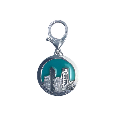 comprare Singapore Shiny Silver Translucent Enamels Keychain – A Stunning Tribute to Urban Elegance fabbricazione online
