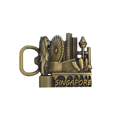 comprare Antico oro Singapore Signage bottle opener Vintage metal Die-casting Round 2.5 fabbricazione online