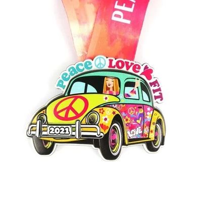 Grande dimensione Multi colore riempito di lega di zinco Metal Award Medaglia Stampa UV Global Art Gifts