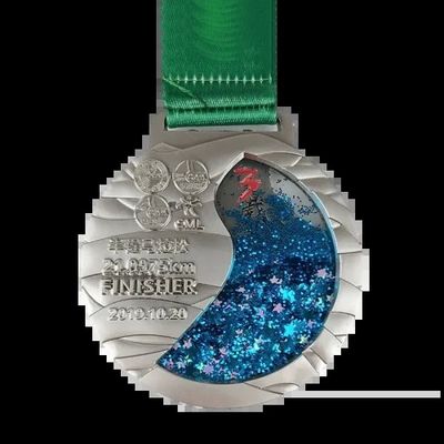 Medaglie Glitter di flusso Medaglia Globe Disegno Forma rotonda con scatola arcilica