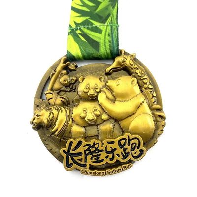 Tessura solida Oro antico Medaglie di gara personalizzate Corsa a tema animale Joyrun